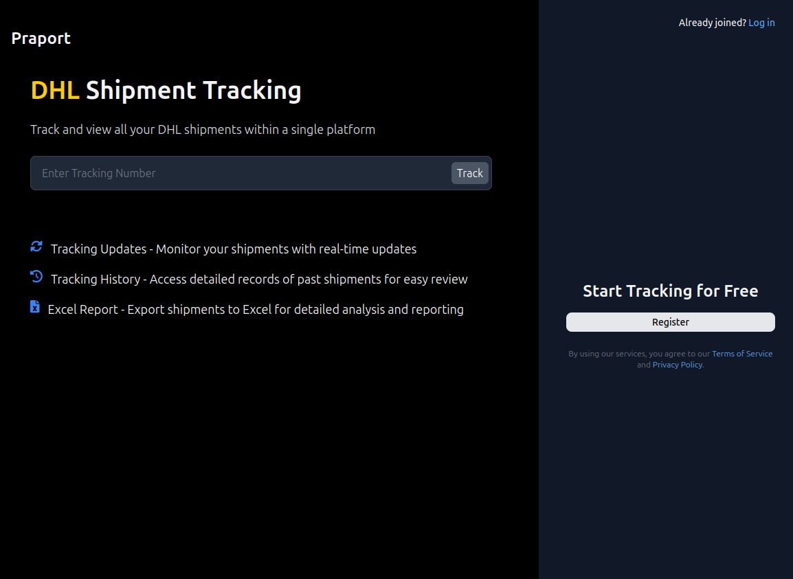 Basic landing page for tracking