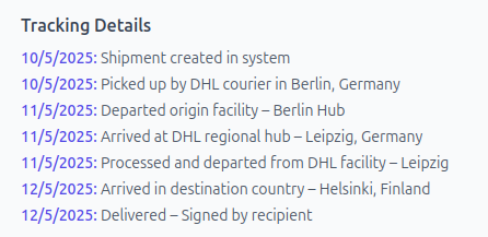 Shipment detail button view
